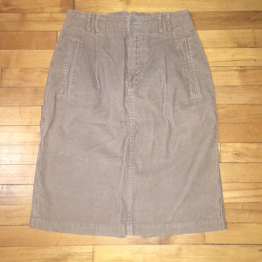 vintage tan corduroy high waist pencil skirt